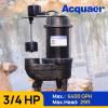 imageAcquaer 12HP Sump Pump Submersible 6000 GPH Cast Iron Sewage Pump with Automatic Integrated Vertical Float Switch and Piggyback Plug 2 NPT Discharge Basements Pump for Sewers Flood Zones34HP Sewage Pump with Vetical Float