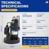 imageAcquaer 13 HP Sump Pump 3040 GPH Submersible CleanDirty Water Pump with Automatic Float Switch and 10ft Power Cord Sub Pump for Basement Pool Pond Drain Flooded Cellar Aquarium and Irrigation12 HP 4060GPH