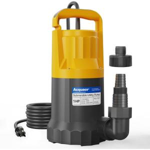 imageAcquaer 12HP Sump Pump Submersible 6000 GPH Cast Iron Sewage Pump with Automatic Integrated Vertical Float Switch and Piggyback Plug 2 NPT Discharge Basements Pump for Sewers Flood Zones1HP 4345GPH Sump Pump