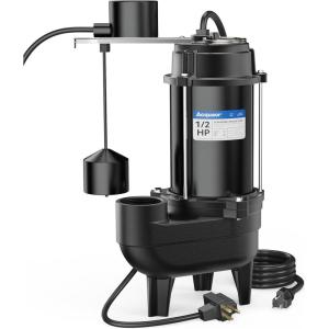 imageAcquaer 12HP Sump Pump Submersible 6000 GPH Cast Iron Sewage Pump with Automatic Integrated Vertical Float Switch and Piggyback Plug 2 NPT Discharge Basements Pump for Sewers Flood Zones12HP Sewage Pump with Vetical Float