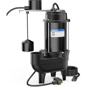 imageAcquaer 12HP Sump Pump Submersible 6000 GPH Cast Iron Sewage Pump with Automatic Integrated Vertical Float Switch and Piggyback Plug 2 NPT Discharge Basements Pump for Sewers Flood Zones34HP Sewage Pump with Vetical Float