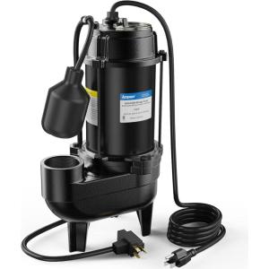 imageAcquaer 12HP Sump Pump Submersible 6000 GPH Cast Iron Sewage Pump with Automatic Integrated Vertical Float Switch and Piggyback Plug 2 NPT Discharge Basements Pump for Sewers Flood Zones34 HP 6400 GPH Sewage Pump