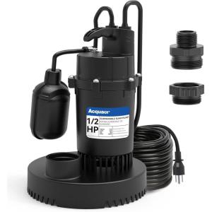 imageAcquaer 13 HP Sump Pump 3040 GPH Submersible CleanDirty Water Pump with Automatic Float Switch and 10ft Power Cord Sub Pump for Basement Pool Pond Drain Flooded Cellar Aquarium and Irrigation12 HP 4060GPH