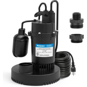 imageAcquaer 13 HP Sump Pump 3040 GPH Submersible CleanDirty Water Pump with Automatic Float Switch and 10ft Power Cord Sub Pump for Basement Pool Pond Drain Flooded Cellar Aquarium and Irrigation13 HP 3040GPH