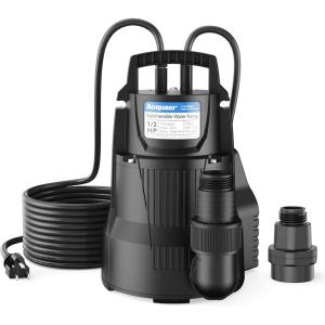 imageAcquaer 13 HP Sump Pump 3040 GPH Submersible CleanDirty Water Pump with Automatic Float Switch and 10ft Power Cord Sub Pump for Basement Pool Pond Drain Flooded Cellar Aquarium and IrrigationAUTO 12 HP 2450GPH
