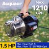 imageAcquaer 1 HP Portable Shallow Well Garden Pump Stainless Steel 998 GPH 115V Sprinkler Water Transfer Draining Irrigation Pump for Water RemovalLawn Garden15hp  1210 Gph