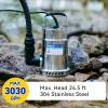imageAcquaer 12HP Submersible Utility Pump 3030GPH Stainless Steel Sump Pump Water Removal for Basement Hot Tub Pool Cover Draining 30ft Cord12HP 3030GPH Stainless Steel