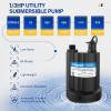 imageAcquaer 13 HP Submersible Water Pump 2160GPH Sump Pump Thermoplastic Utility Pump Portable Electric Water Pump Water Remove for Basement Hot Tubs Garden Pool Cover Draining with 10 ft Cord2160 GPH Sump Pump