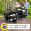 imageAcquaer 1HP Shallow Well Jet PumpCast Iron Well Depth Up to 25ft 115V230V Dual Voltage Automatic Pressure Switch1HP