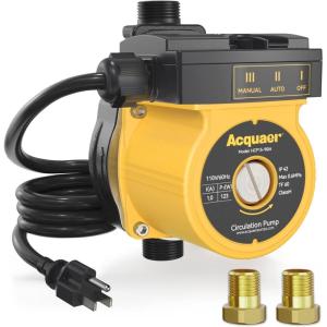 imageAcquaer 115V Automatic Instant Hot Water Recirculating Pump 7GPM 30ft Head 34NPT Cast Iron Ciruculation Pump for Water Heater