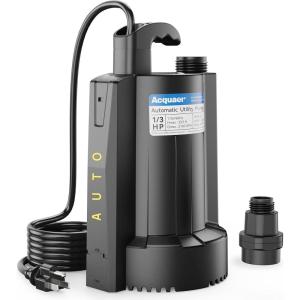 imageAcquaer 13 HP Automatic Submersible Water Sump Pump 115V with 34 Garden Hose Check Valve Adapter2160 GPH High Flow Water Removal for Swimming Pool Cover Hot Tubs Flooded House Basement